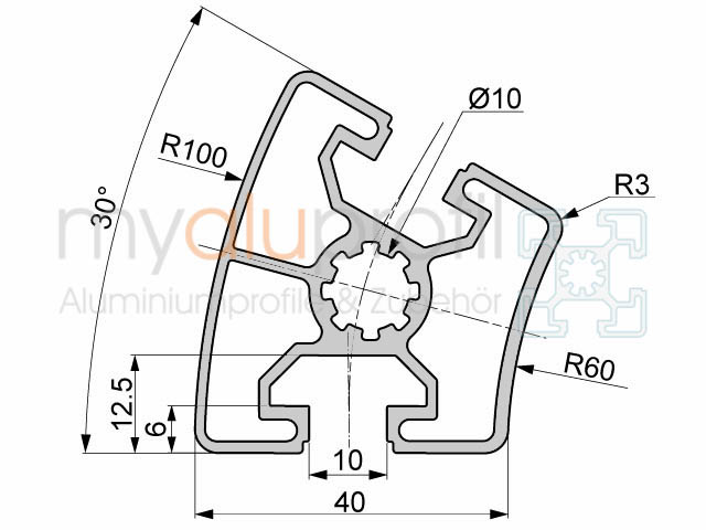 Myaluprofil Aluminiumprofil R Nut B Typ Kompatibel