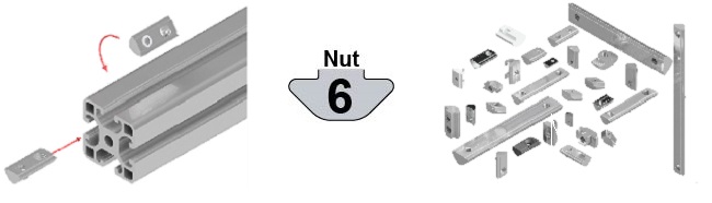 Nutensteine und Hammermuttern passend für Nut 6 B-Typ