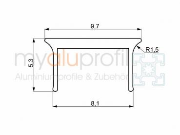 Cover profile 30 grey 2000mm Groove 8 B-Type