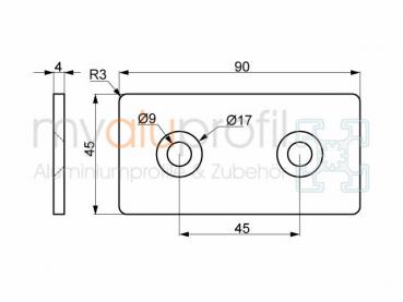 Latch 45x90 black slot 10 B-type