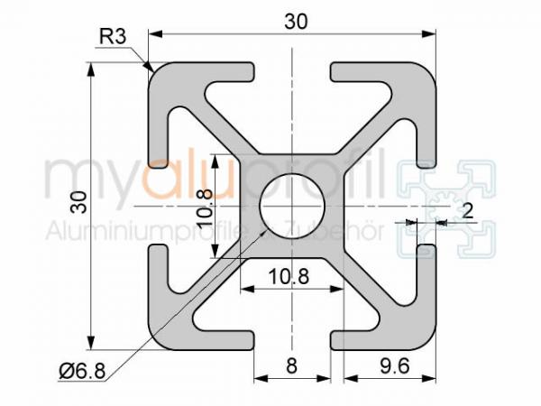 myaluprofil - Aluminum profile 20x20 Groove 5 I-Type