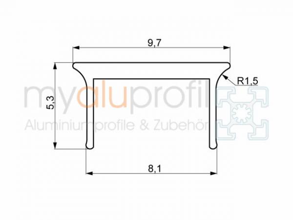 Cover profile 30 grey 2000mm Groove 8 B-Type